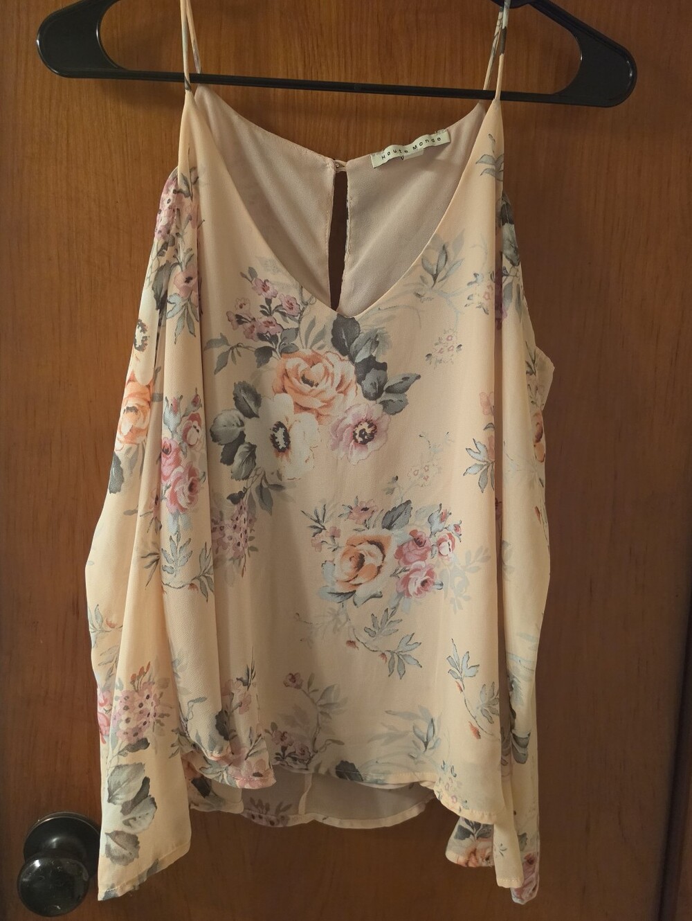 Haute Monde Peach/Pink Floral Spaghetti-Strap Camisole